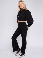 Borg Gold Button Crop Top & Flare Hosen Co-ordte
