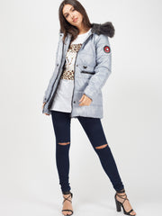 Faux Fur Hood Padded Jacket