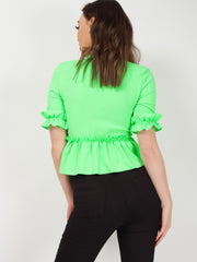 Ruches franje zoom en mouwen top