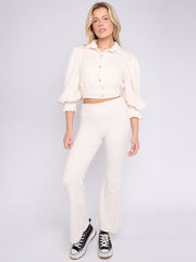 Borg Gold Button Crop Top & Flare Hosen Co-ordte