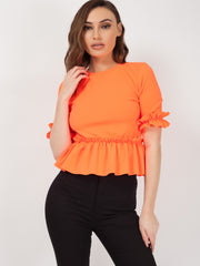 Ruches franje zoom en mouwen top