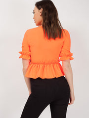 Ruches franje zoom en mouwen top
