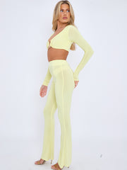 Long Sleeve Ring Detail Crop Top & Trouser Co-ord