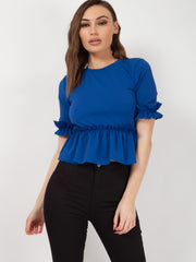 Ruches franje zoom en mouwen top