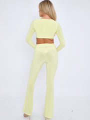 Long Sleeve Ring Detail Crop Top & Trouser Co-ord