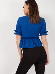 Ruches franje zoom en mouwen top