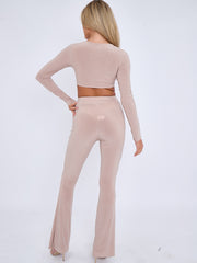 Long Sleeve Ring Detail Crop Top & Trouser Co-ord