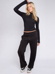 3 Seam Detail Wide Leg Fleece Joggers