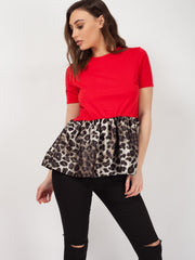 Leopard Print Frill Hem Top