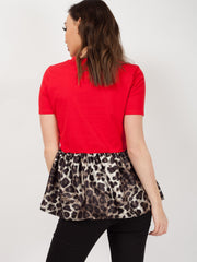 Leopard Print Frill Hem Top