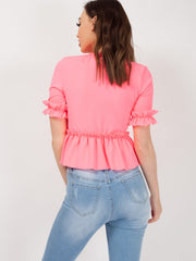 Ruches franje zoom en mouwen top