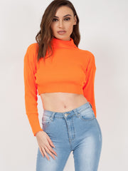 Roll Neck Knitted Cropped Jumper