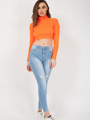 Roll Neck Knitted Cropped Jumper