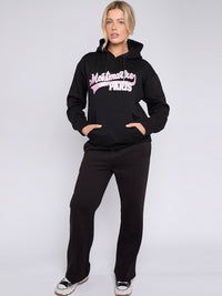 Embroidered Montmartre Paris Fleece Hoodie - Black