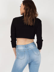 Roll Neck Knitted Cropped Jumper