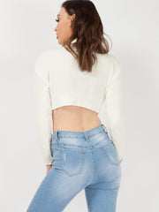 Roll Neck Knitted Cropped Jumper