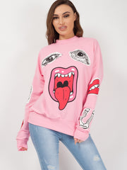 Olivia & Samira Monster Printed Sweatshirt Jumper
