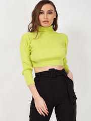 Roll Neck Knitted Cropped Jumper