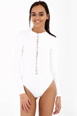 Hook And Eye Fasten Bodysuit
