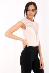 Fishnet Mesh Cap Sleeve Bodysuit