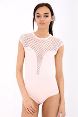Fishnet Mesh Cap Sleeve Bodysuit