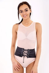 Corset Detail Mesh Bodysuit