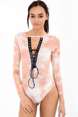 Binden Sie Farbstoff Halshalshalte Bodysuit