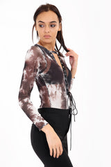 Binden Sie Farbstoff Halshalshalte Bodysuit