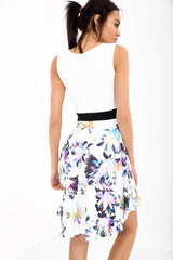 Hi-Lo Half Floral Skater Dress