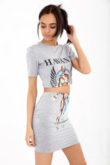 HAVANA Slit Shoulder Crop Top & Skirt Co Ord