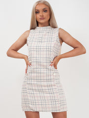 Gewebter Strickkleidung überprüftes Bodycon -Kleid