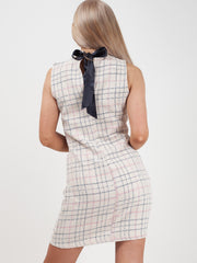 Gewebter Strickkleidung überprüftes Bodycon -Kleid