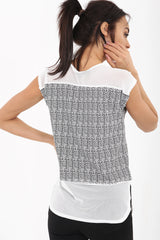 Top de malla de impresión monocromática zig zag