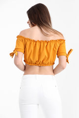 Ruched Bardot Crop Top