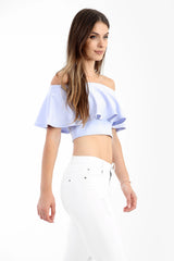 Frill Bardot Crop Top