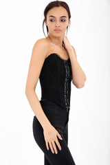 Lace Up Front Corset Bustier Top