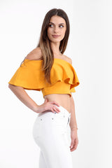 Frill Bardot Crop Top