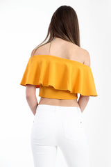 Frill Bardot Crop Top