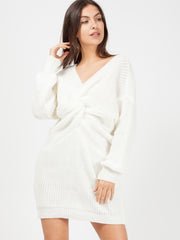 Twist Front Knitted Jumper Dress