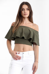 Frill Bardot Crop Top