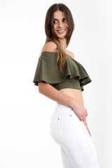 Frill Bardot Crop Top