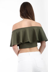 Frill Bardot Crop Top