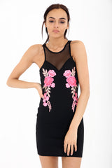 Florale gestickte Fischnetzkleidkleid