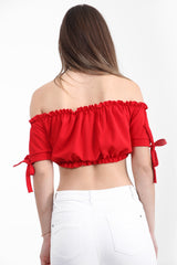 Ruched Bardot Crop Top