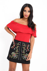 Off The Shoulder Frill Bardot Bodysuit