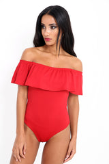 Off The Shoulder Frill Bardot Bodysuit