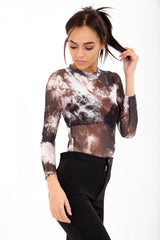 Tie Dye Long Sleeve Mesh Bodysuit