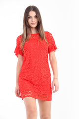 Haakkroek beklede mini -jurk