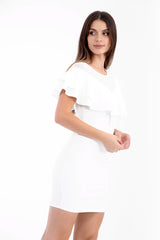 Doppel -Rüschen -Mesh Bodycon -Kleid