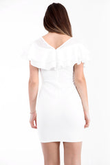 Doppel -Rüschen -Mesh Bodycon -Kleid